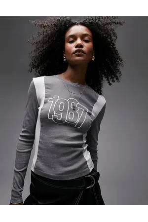 Topshop Graphic 1987 long sleeve top in
