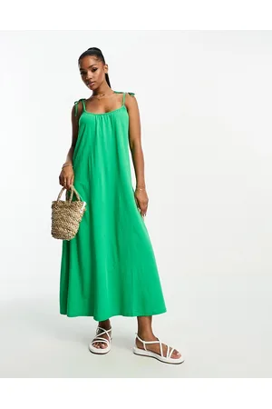 New Look Strappy midi dress in green
