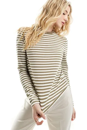 MANGO Thin stripe long sleeve top in