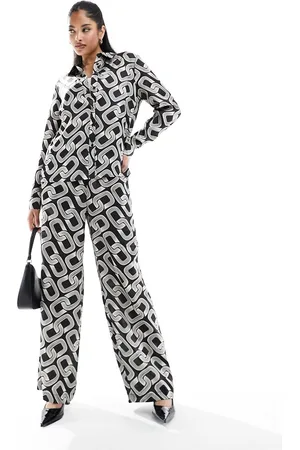 Y.A.S Satin trouser co-ord in mono print