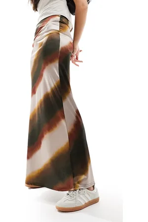 ASOS Satin twill maxi skirt in blurred stripe