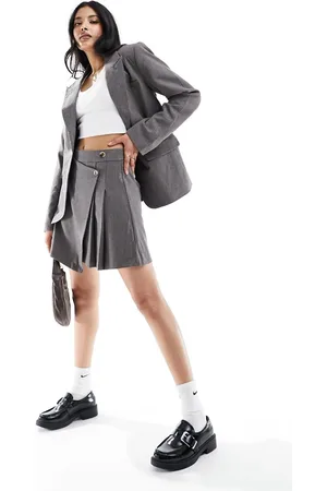 VILA Mini skirt co-ord in brown mini check