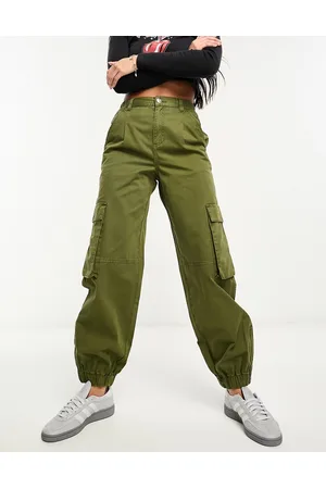 Pull&Bear Cuffed cargo trouser in khaki
