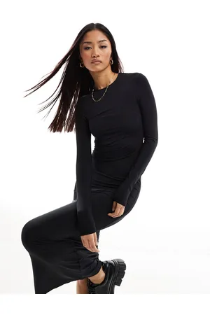 Pull&Bear Long sleeved soft shaping maxi dress in