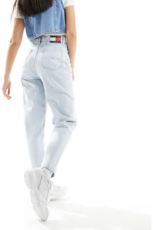 Tommy Hilfiger High rise tapered mom jeans in light wash