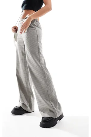 Object Tailored wide leg trousers in check