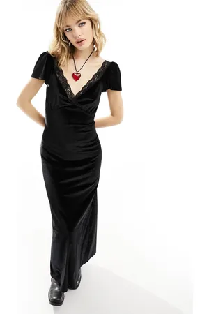 Reclaimed Lace trim maxi dress in velvet
