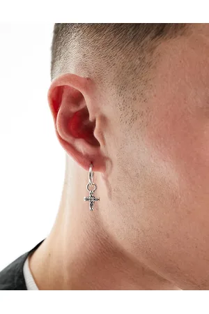 Icon Brand Reset hanging cross earrings in