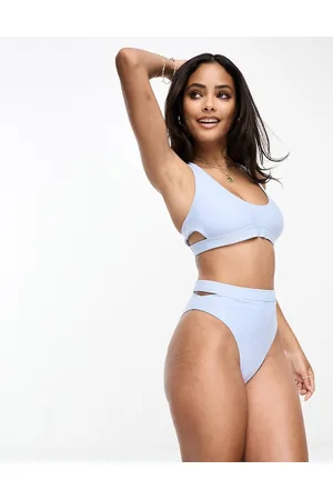 Nike Icon cutout high waist bikini bottoms in blue