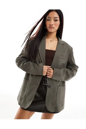 Pull&Bear Check oversized blazer in
