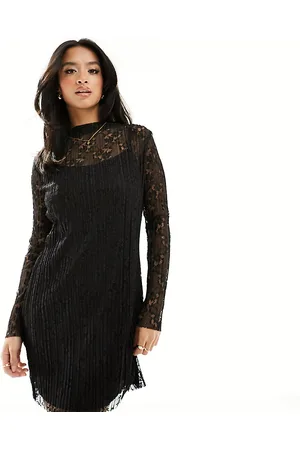 River Island Pleated lace mini dress in