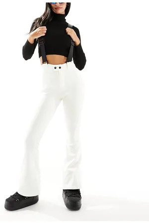 Threadbare Ski wide leg trousers with braces in ecru