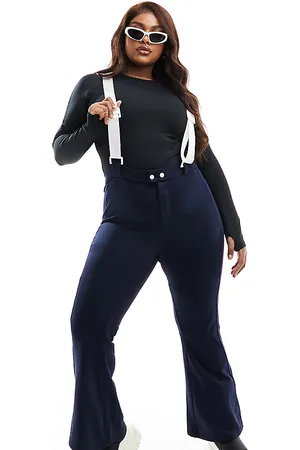 Threadbare Plus Ski wide leg trousers with braces in