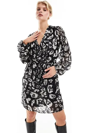 ONLY Wrap mini dress in and white floral