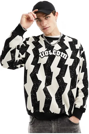 Volcom Obtic crew neck sweat in black and white
