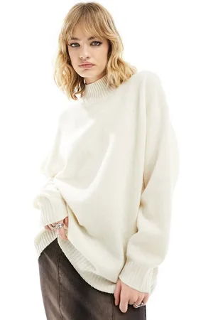 Weekday Unni wool blend oversized jumper in off