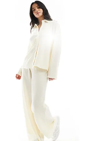 VERO MODA Textured jersey shirt co-ord in cream