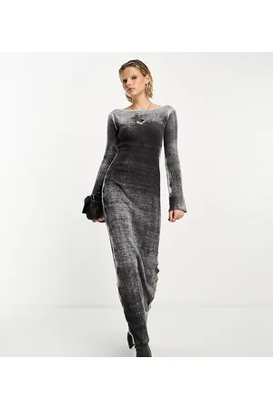 COLLUSION Acid wash slash neck maxi dress in