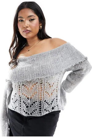 COLLUSION Plus knitted bardot jumper co-ord in