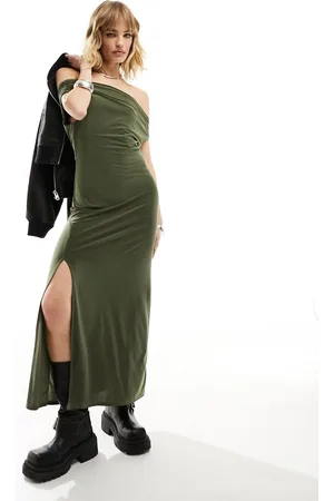 Reclaimed Maxi dress with off shoulder in
