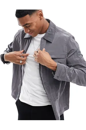 Calvin Klein Crinkle 2.0 shirt jacket in charcoal