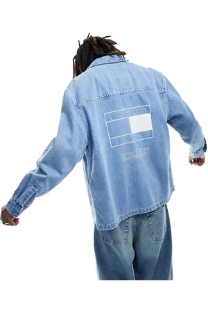 Tommy Hilfiger Denim zip shacket in light wash