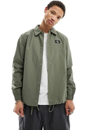 Calvin Klein Badge logo cotton ripstop skater jacket in olive