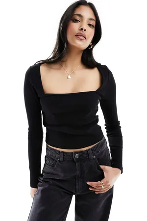 New Look Square neck long sleeve top in