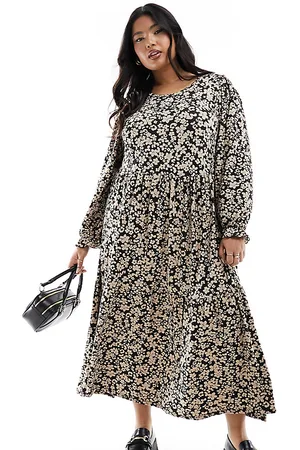 Yours Printed midi dress in black floral