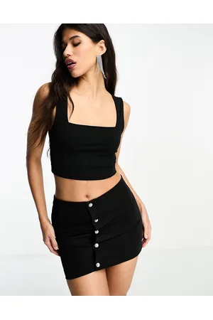 KYÒ The Brand mini skirt with diamante button detail co-ord in