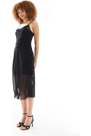 MANGO Lace insert midi dress in