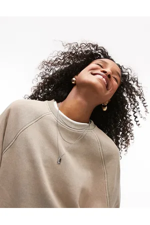 Topshop Premium longline acid wash sweat in washed sage
