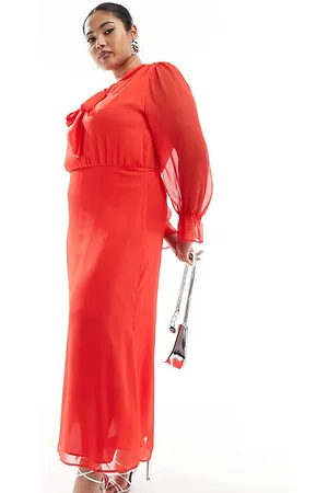 River Island Midi tea dress with bow detail in bright