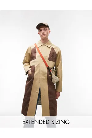Topman Deconstructed mac with check panel in stone
