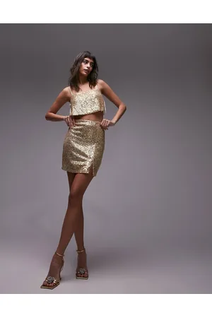 Topshop Co-ord sequin mini skirt in champagne