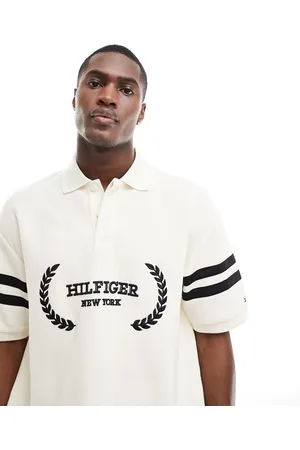 Tommy Hilfiger Monotype placement archive polo shirt in cream