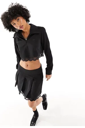 adidas Dark Varsity lace half zip track top in