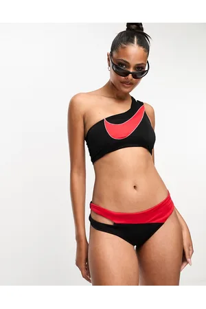 Nike Icon Sneakerkini asymmetrical bikini bottoms in and red