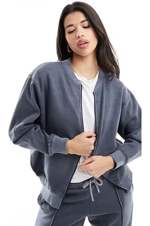 Missyempire Zip through bomber jacket co-ord in charcoal