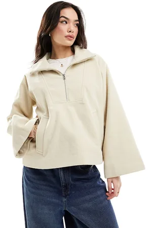 VERO MODA Formal half zip overhead jacket in cream