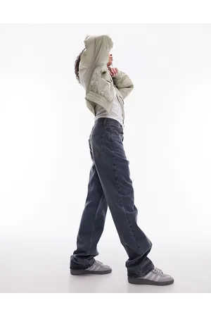Topshop Straight Kort jeans in smokey