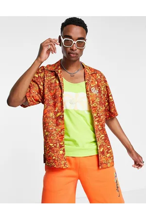 Nike Trek Division all over print revere collar shirt in