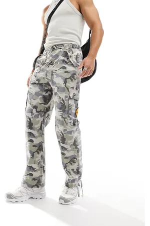 ED HARDY Relaxed cargo trousers in camo with graphics