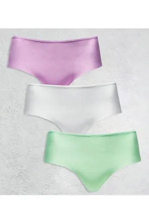 ASOS Curve 3 pack no vpl hipster short in white, lilac & pistachio
