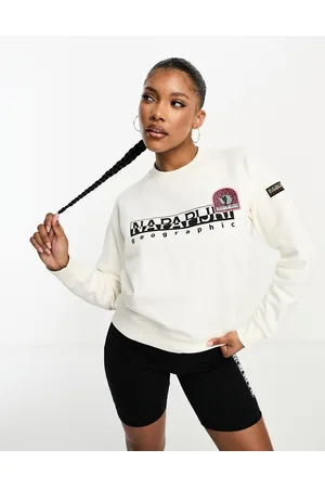 Napapijri Montal chest logo fleece sweatshirt in cream