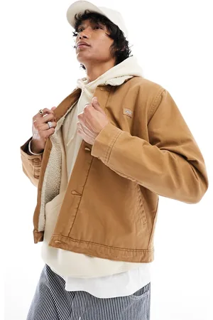 Dickies Duck canvas deck jacket in with borg collar