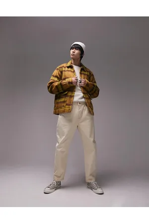 Topman Shacket in mustard check with wool
