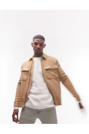 Topman Brushed shacket in camel with wool