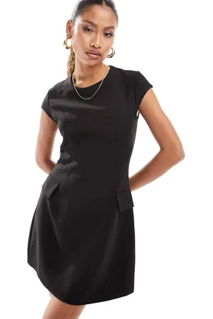 Kaiia Tailored pocket detail cap sleeve mini dress in