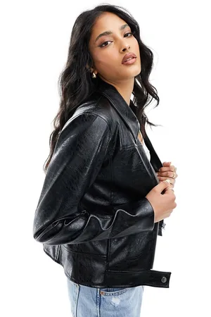 Pull&Bear Dad style faux leather jacket in